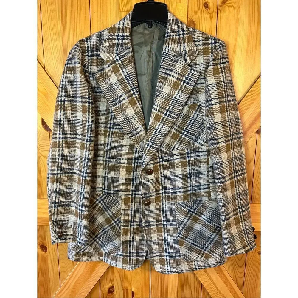 Vintage Mod 60s 70s Sports Coat Jacket Retro Atomic Dance Hippy Hollywood 42R (8